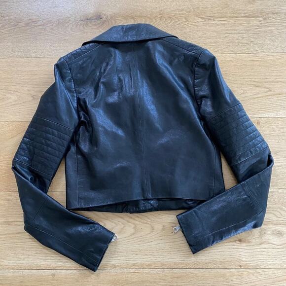 J Brand Zip Moto Biker Jacket in Black Leather - Picture 3 of 4